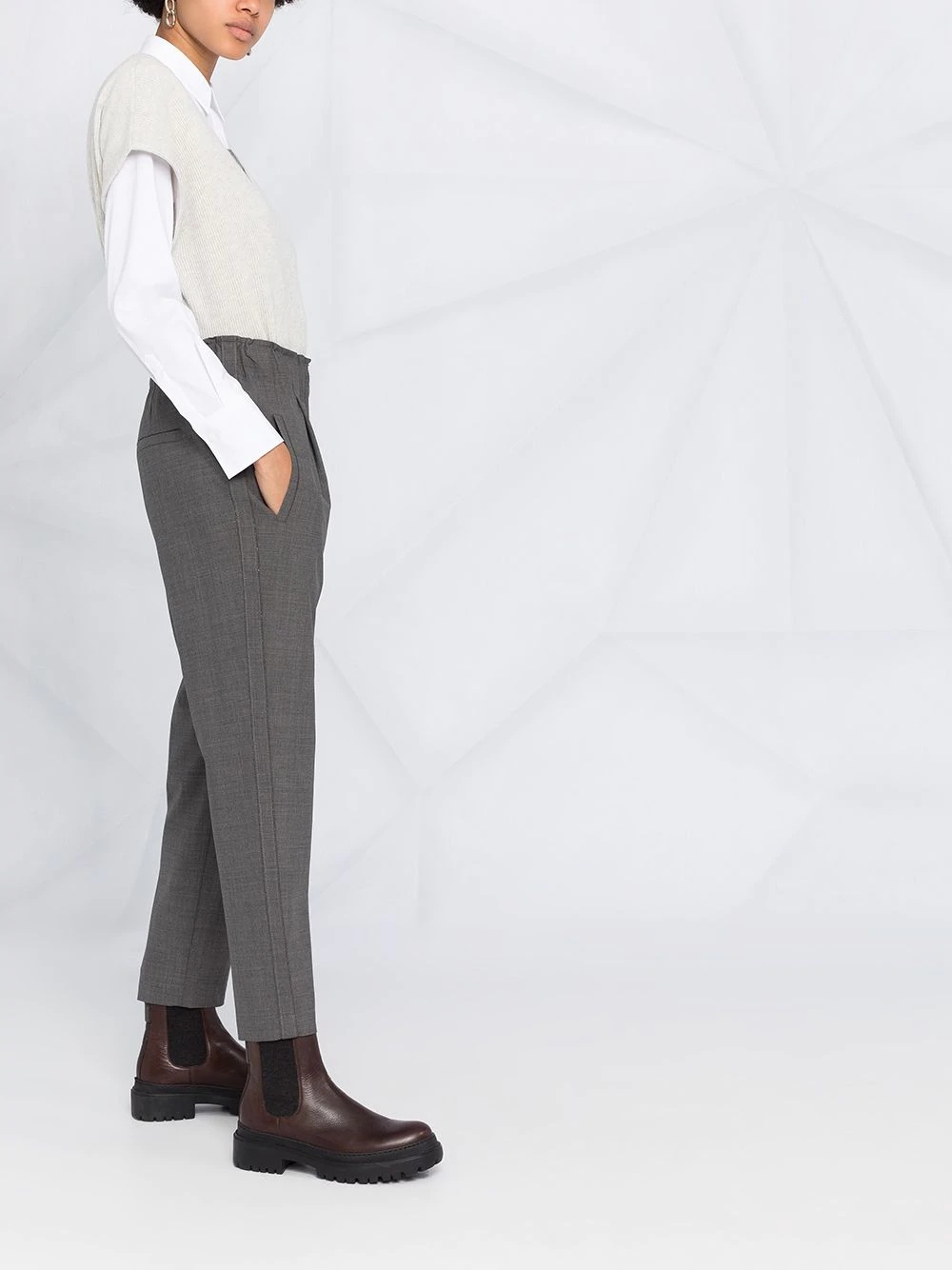 cropped virgin wool trousers - 3