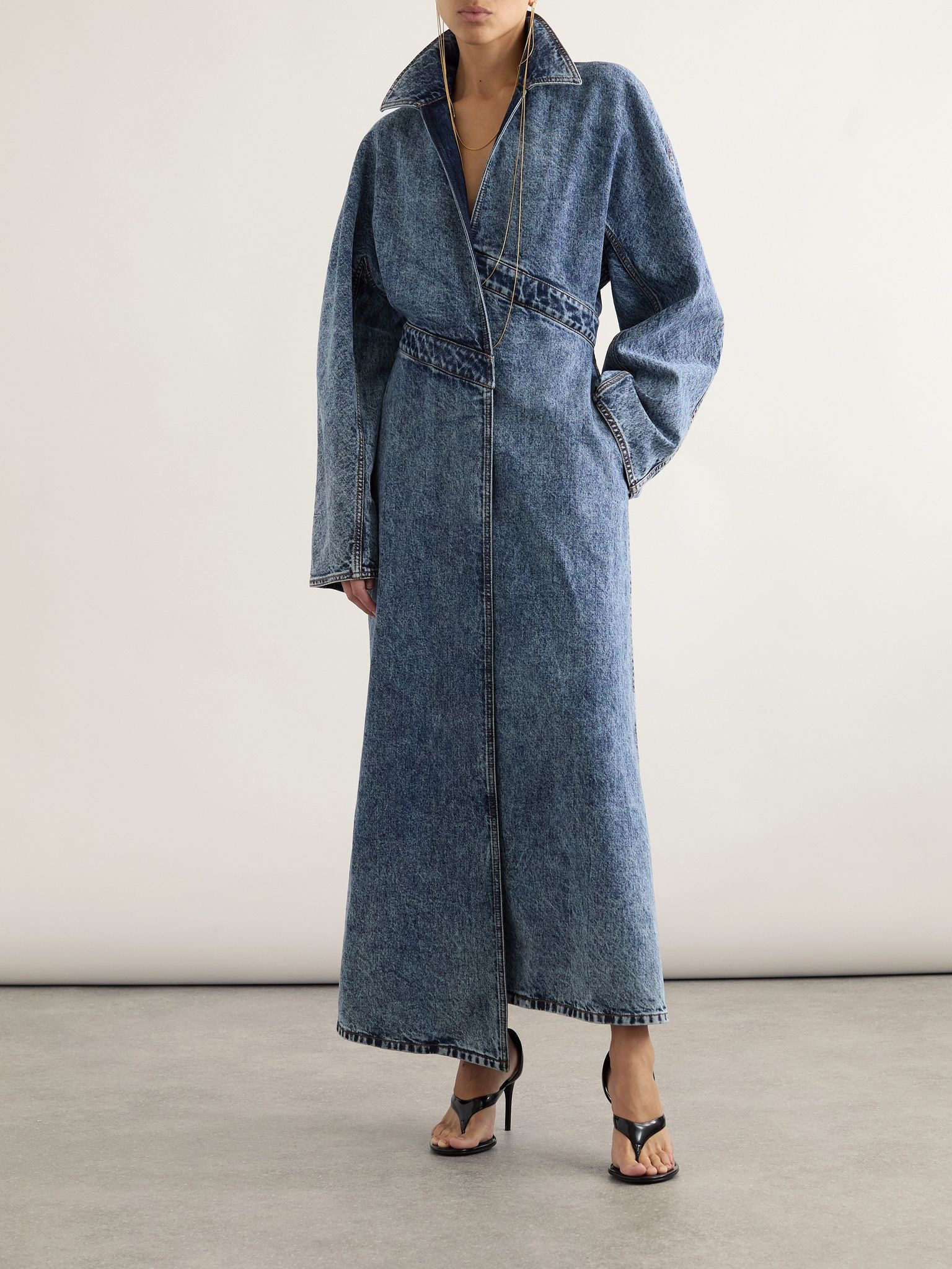 Spiral asymmetric denim coat Blue - 2