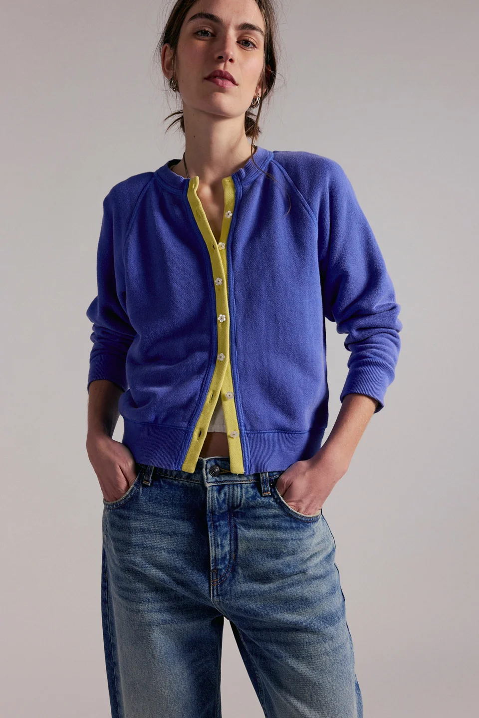 Junior Solid Sweatshirt Cardi - 1
