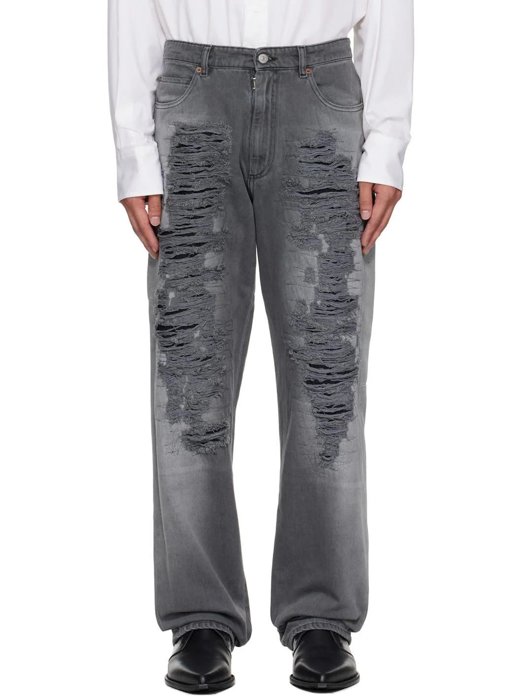 Gray 5-Pocket Jeans - 1