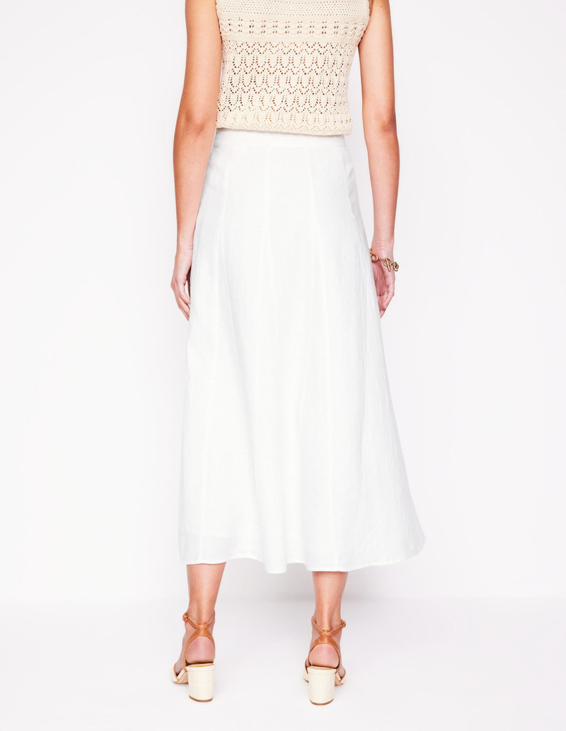Linen Flippy Maxi Skirt-White 4