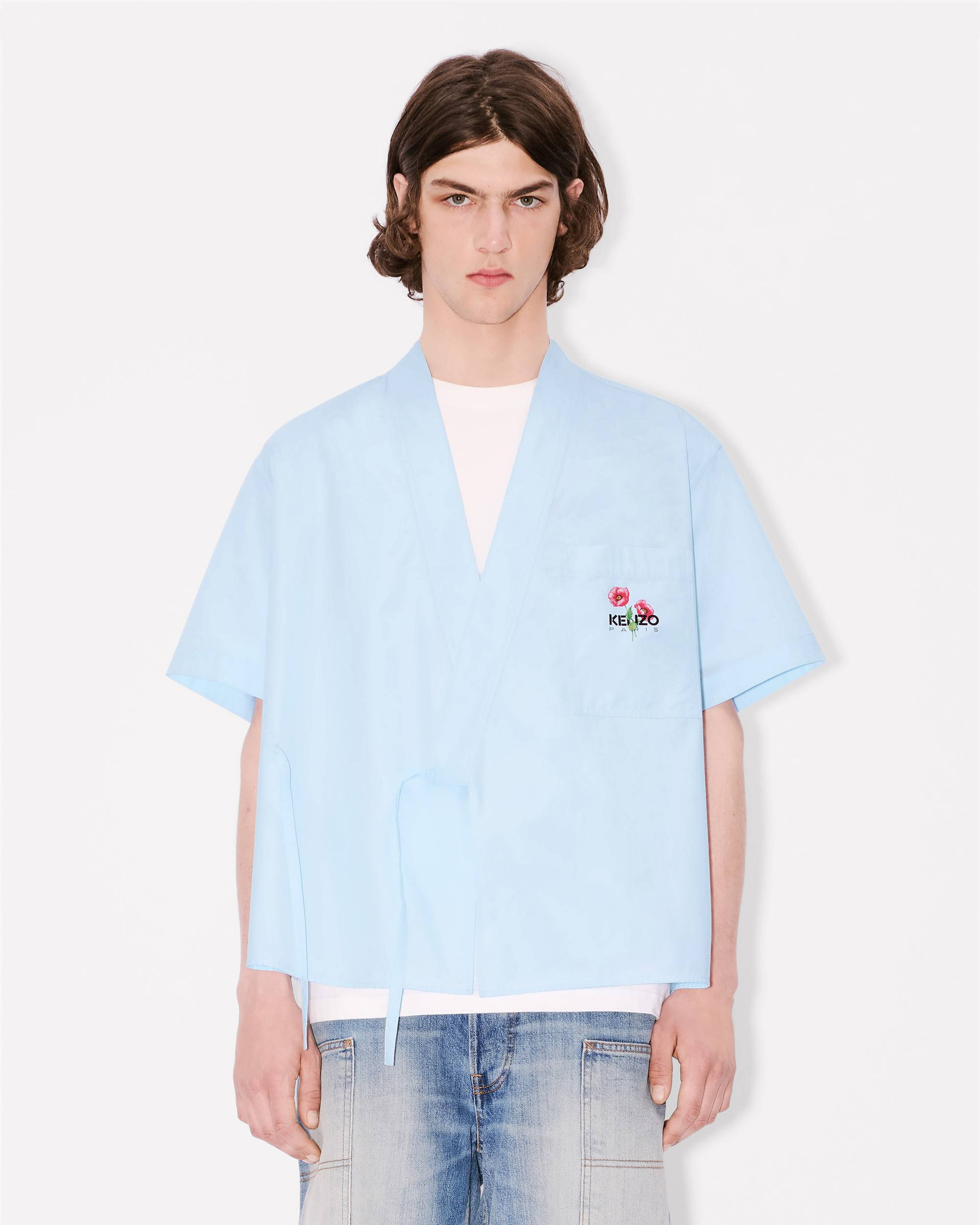 'KENZO Archive Bouquet' kimono short sleeve shirt in cotton poplin - 3