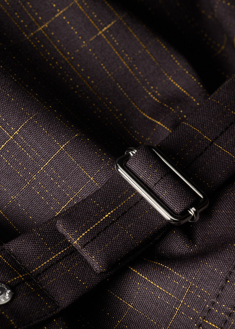 Aubergine Wool Check Pleated Trucker Jacket 8