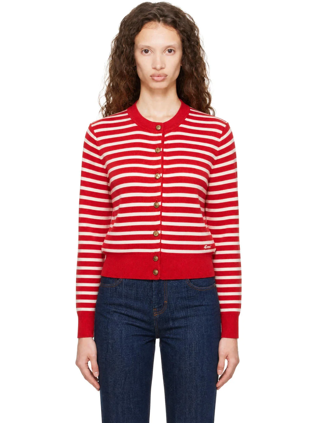 Red & Off-White Sailor Cardigan - 1