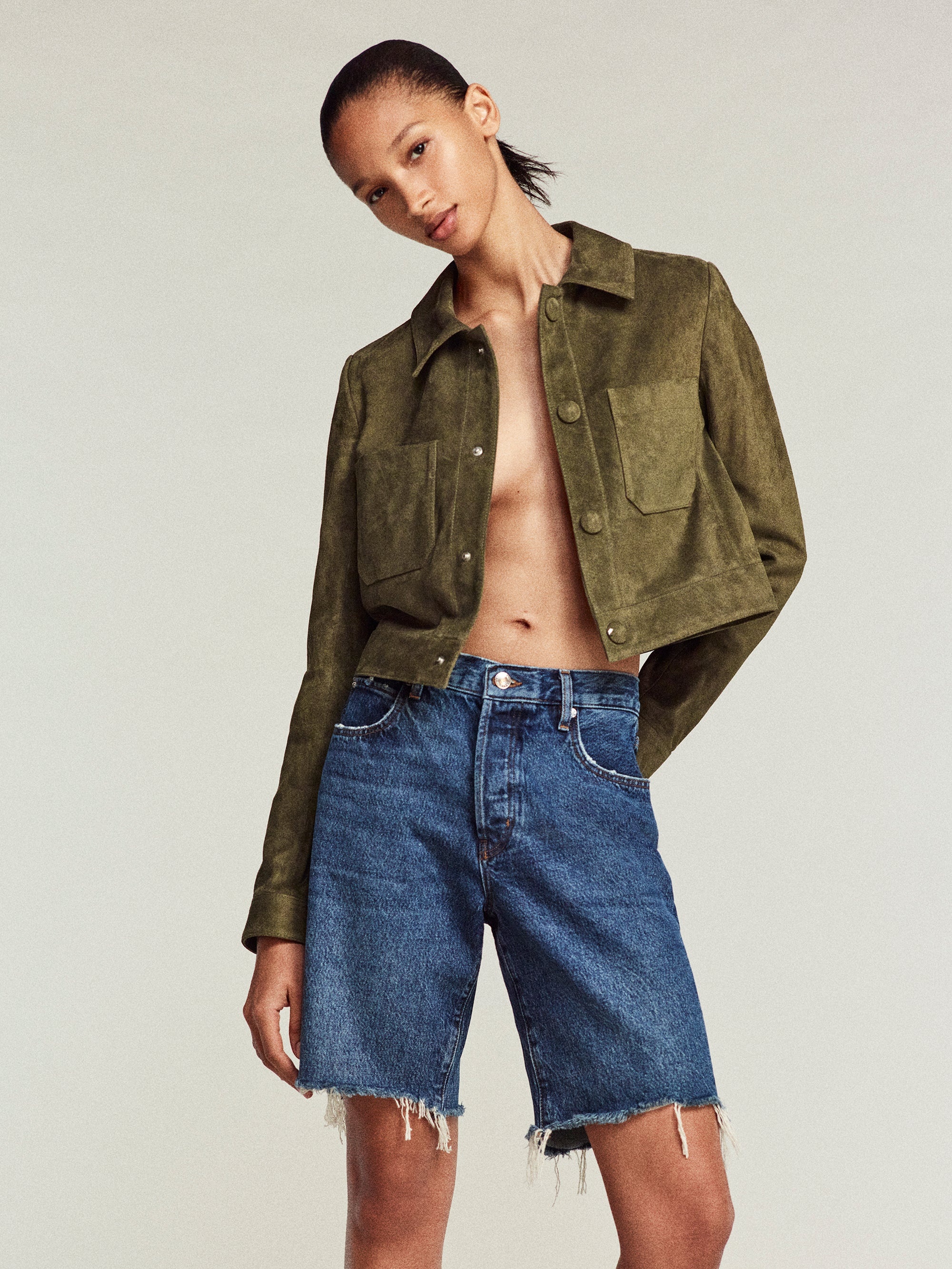 The Small Suede Jacket in Cypress - 2