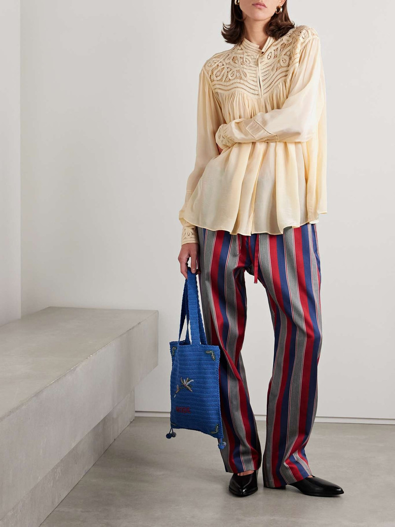 BODE Tippet pleated satin and guipure lace blouse outlook