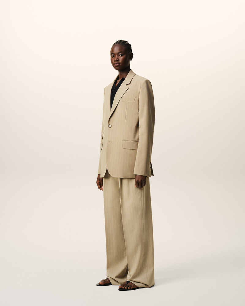 BEIGE NEW WOOL SINGLE BREASTED BOXY JACKET 6