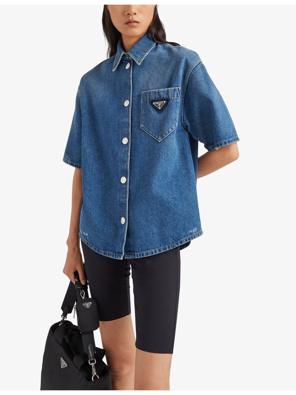 Brand-plaque relaxed-fit denim shirt - 3