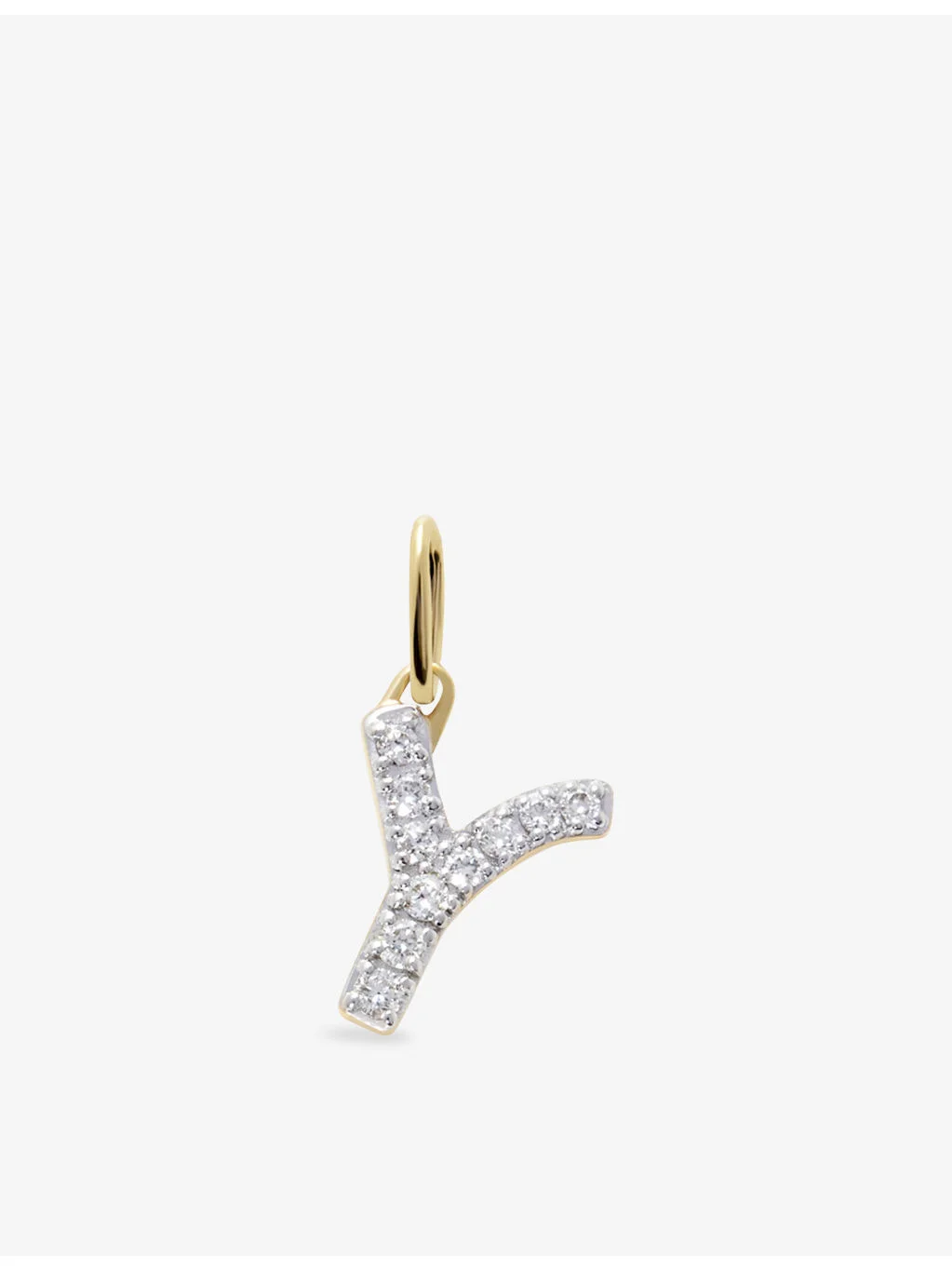 Y Letter 14ct Yellow-Gold And Lab-Grown Diamond Charm - 1