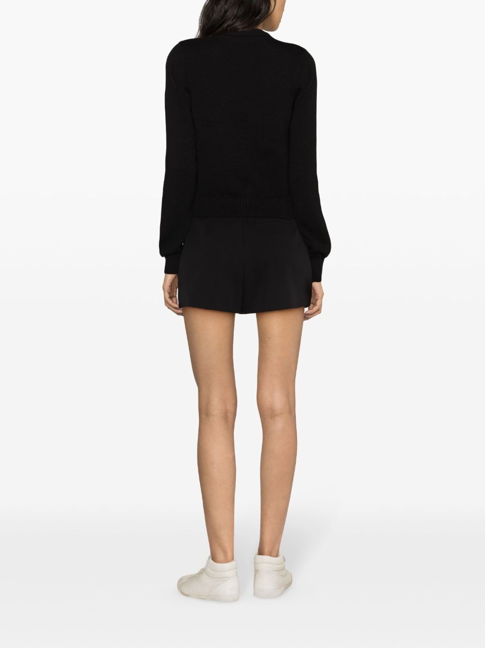 logo-embroidered cropped jumper - 4