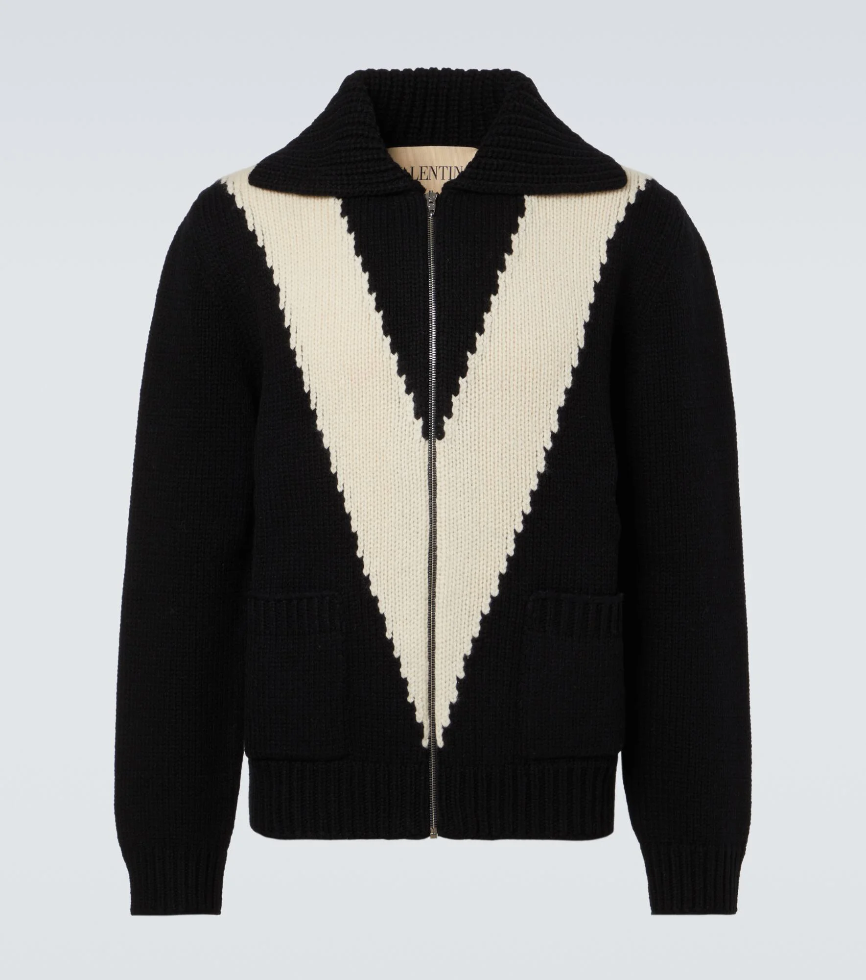 Virgin wool zip-up sweater - 1