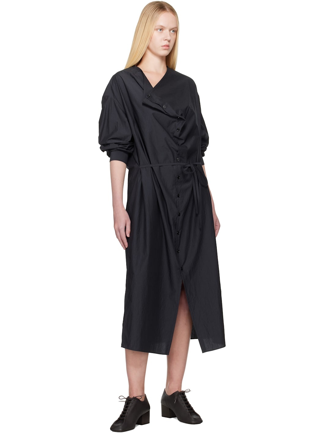 Gray Soft Collar Midi Dress - 4