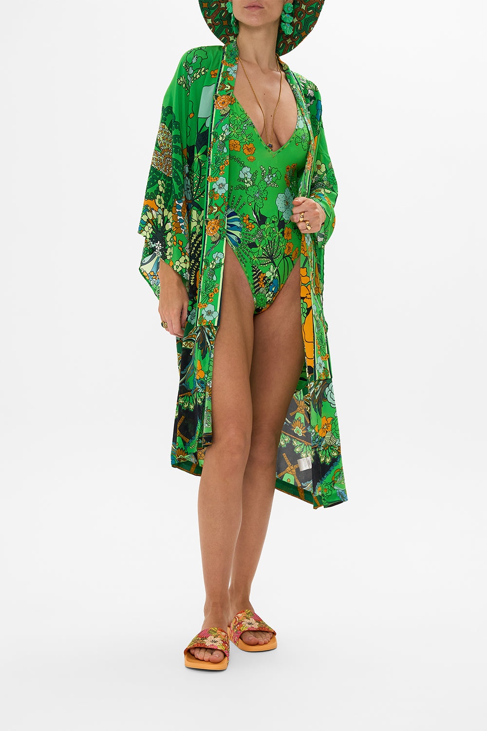 V NECK ONE PIECE WITH MULTICOLOUR STITCHING - 7