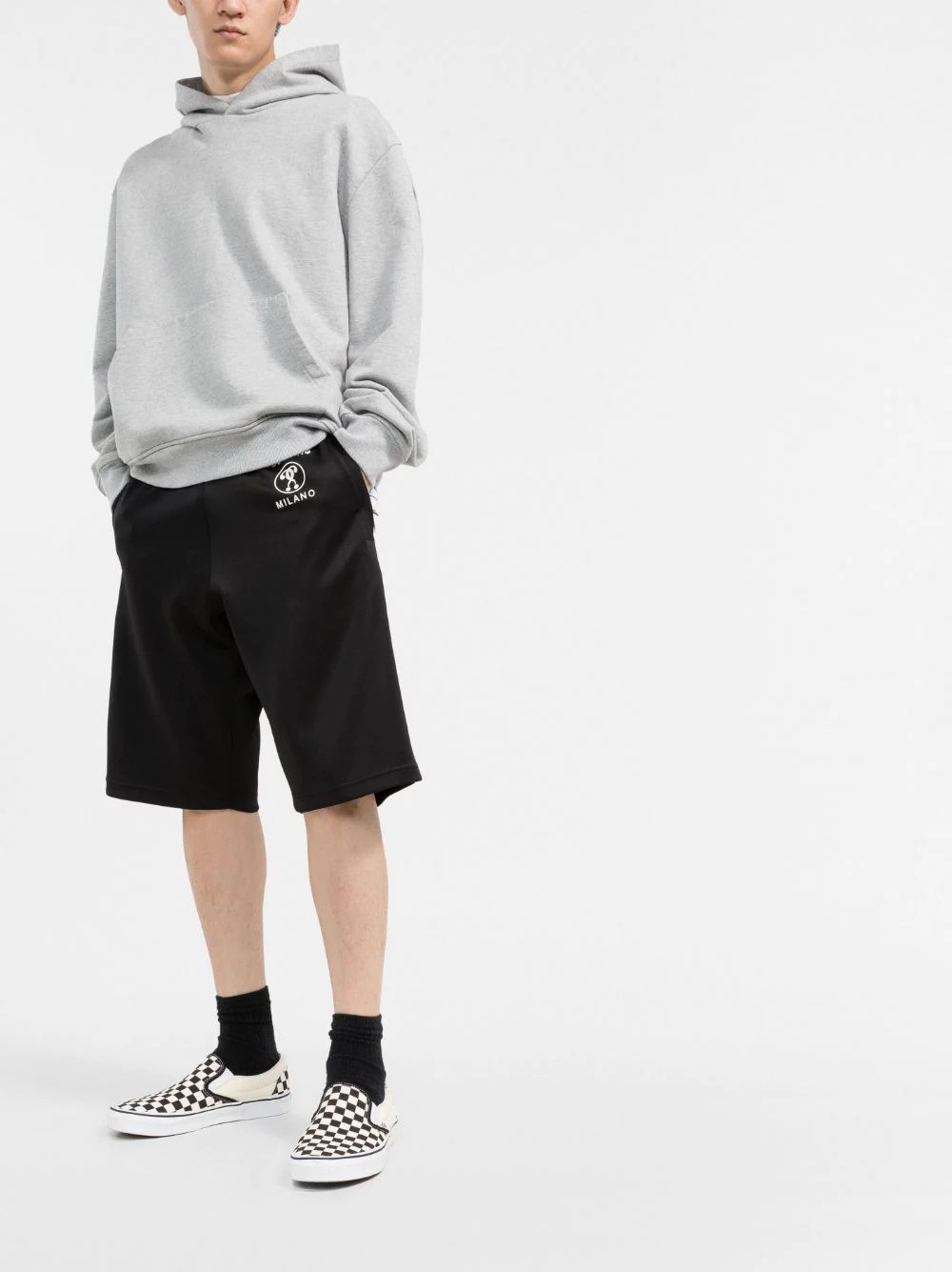 logo-print slip-on track shorts - 3