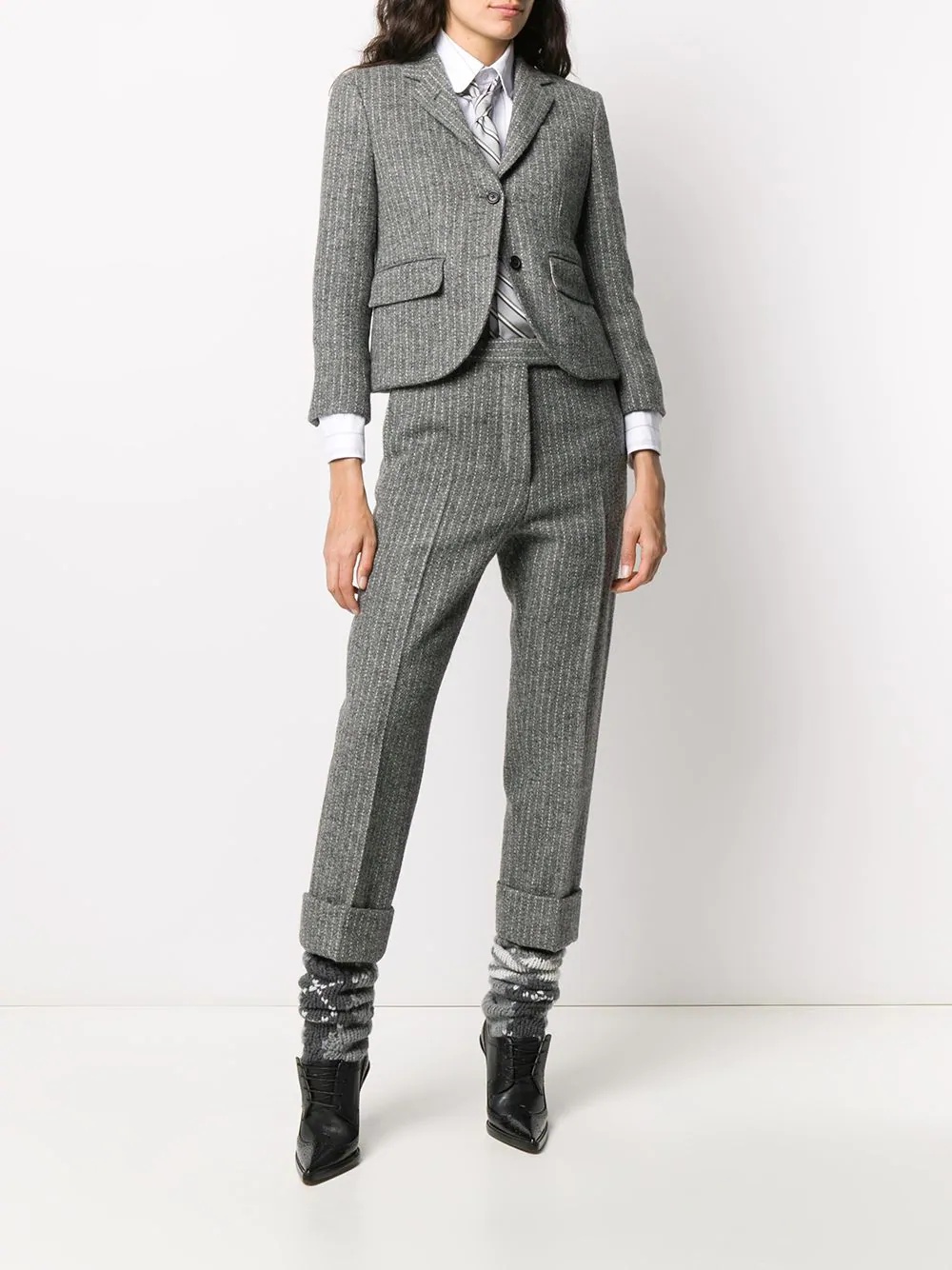 chalk-stripe tweed sports coat - 2