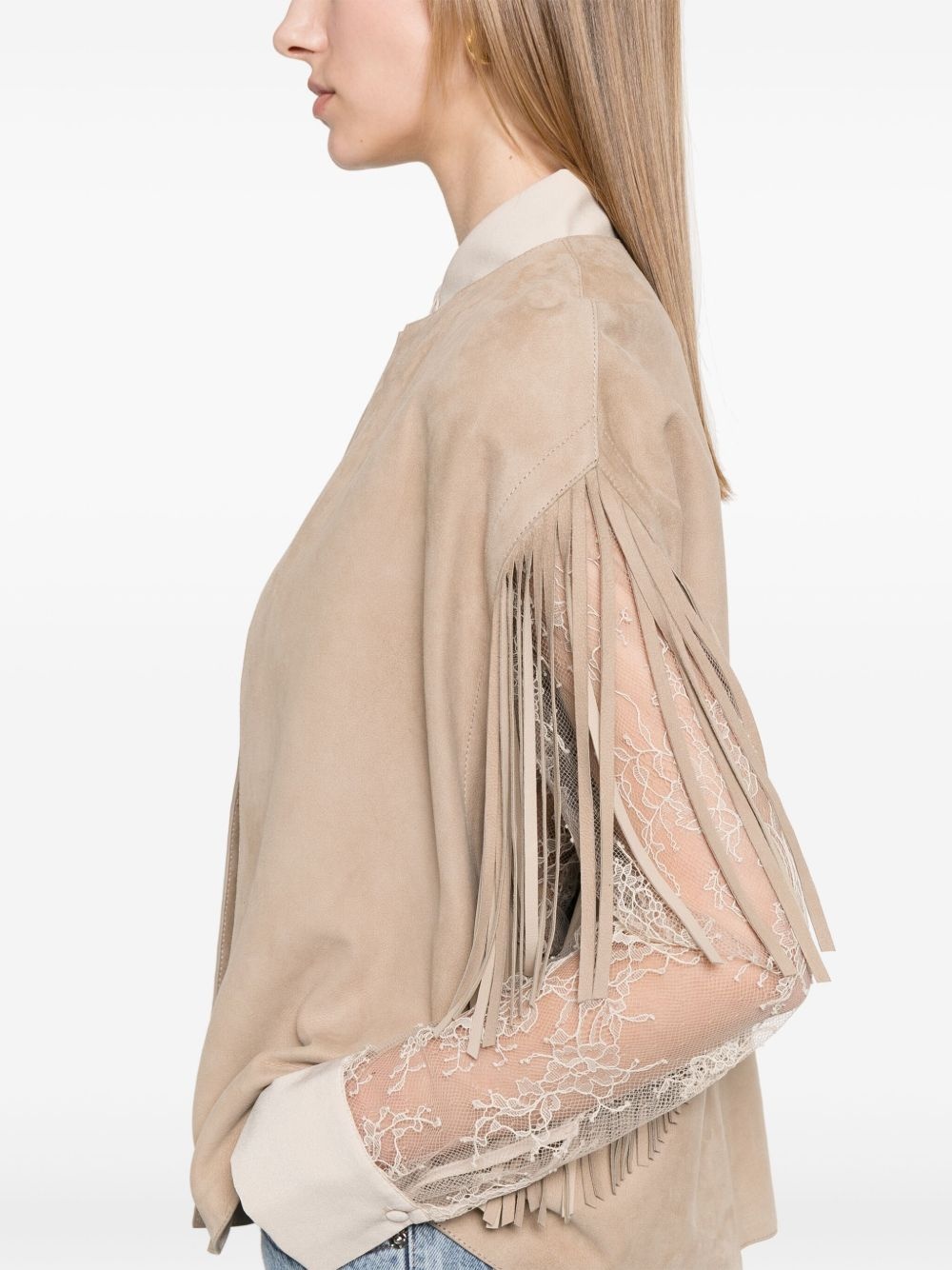 fringed-trim jacket - 5