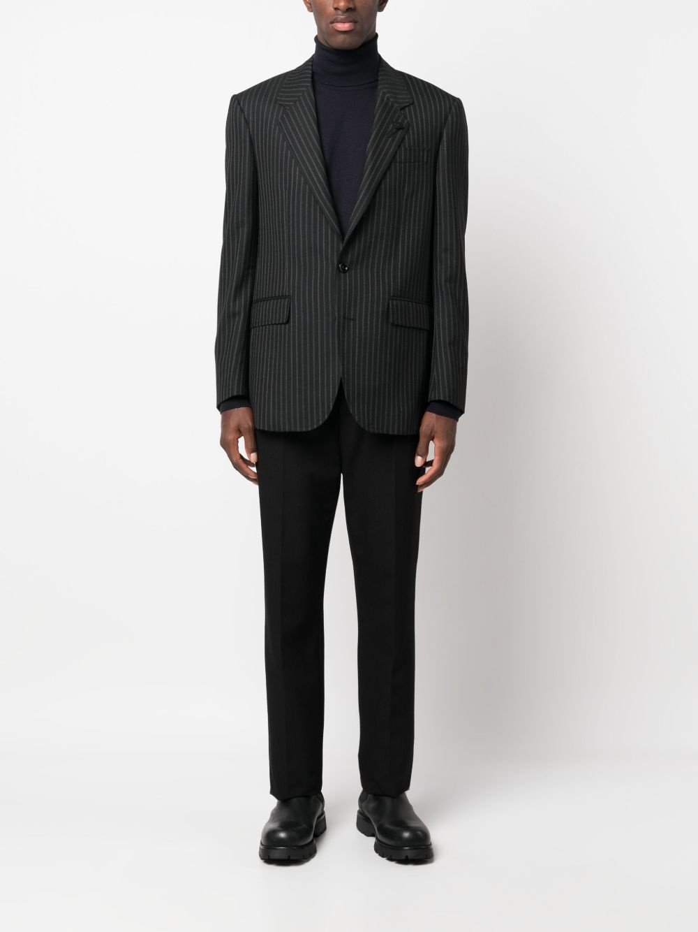 pinstripe-print single-breasted blazer - 2