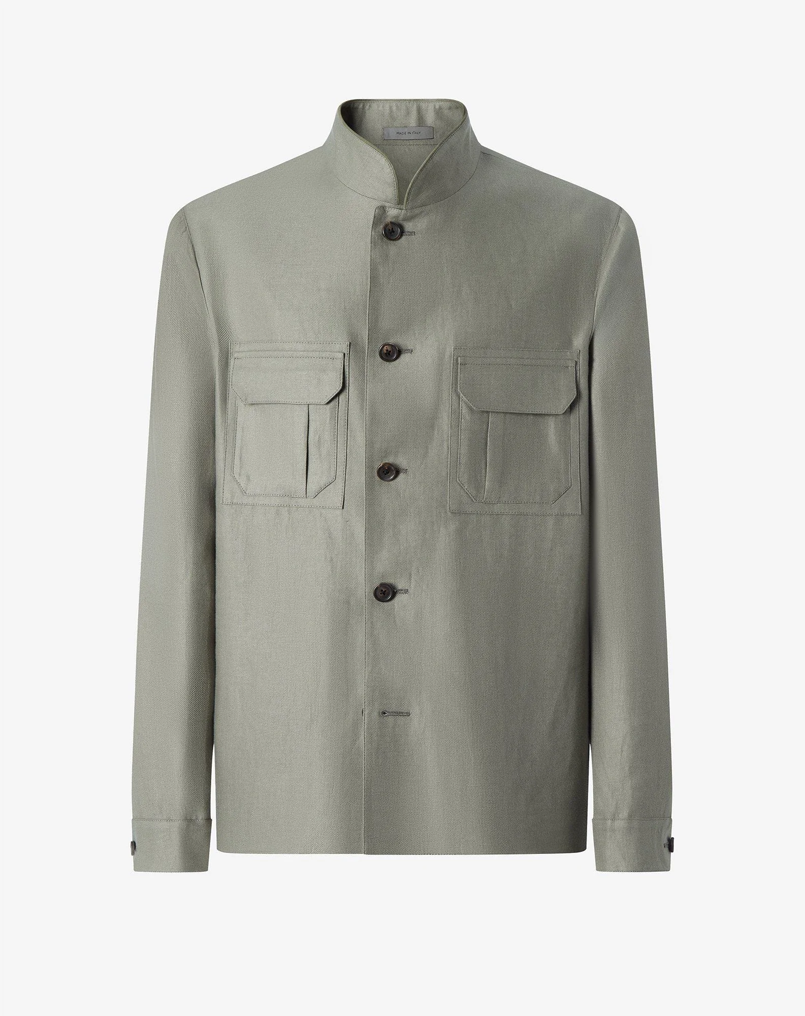 Linen twill khaki overshirt - 1