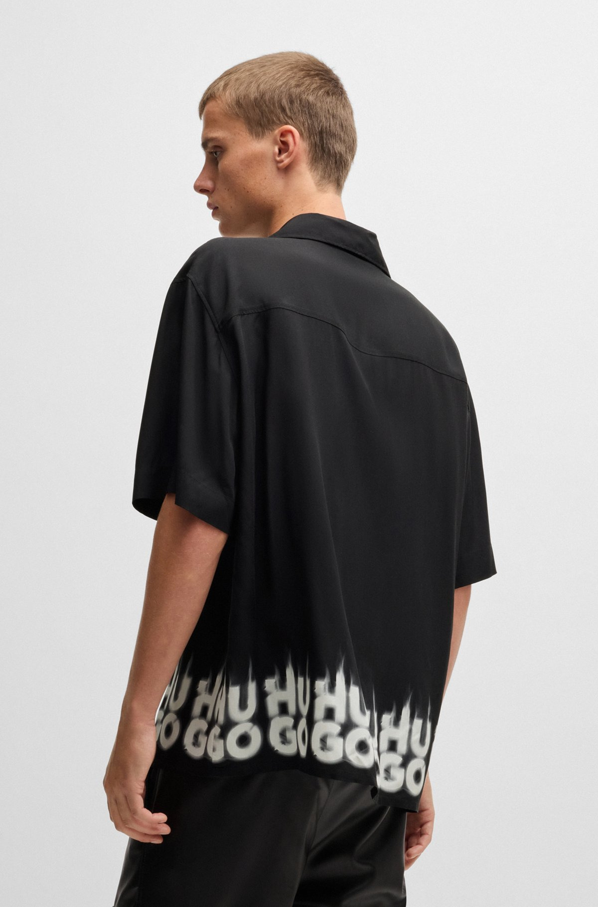 OVERSIZE-FIT SHIRT WITH SMOKE LOGO-PRINT HEM - 5