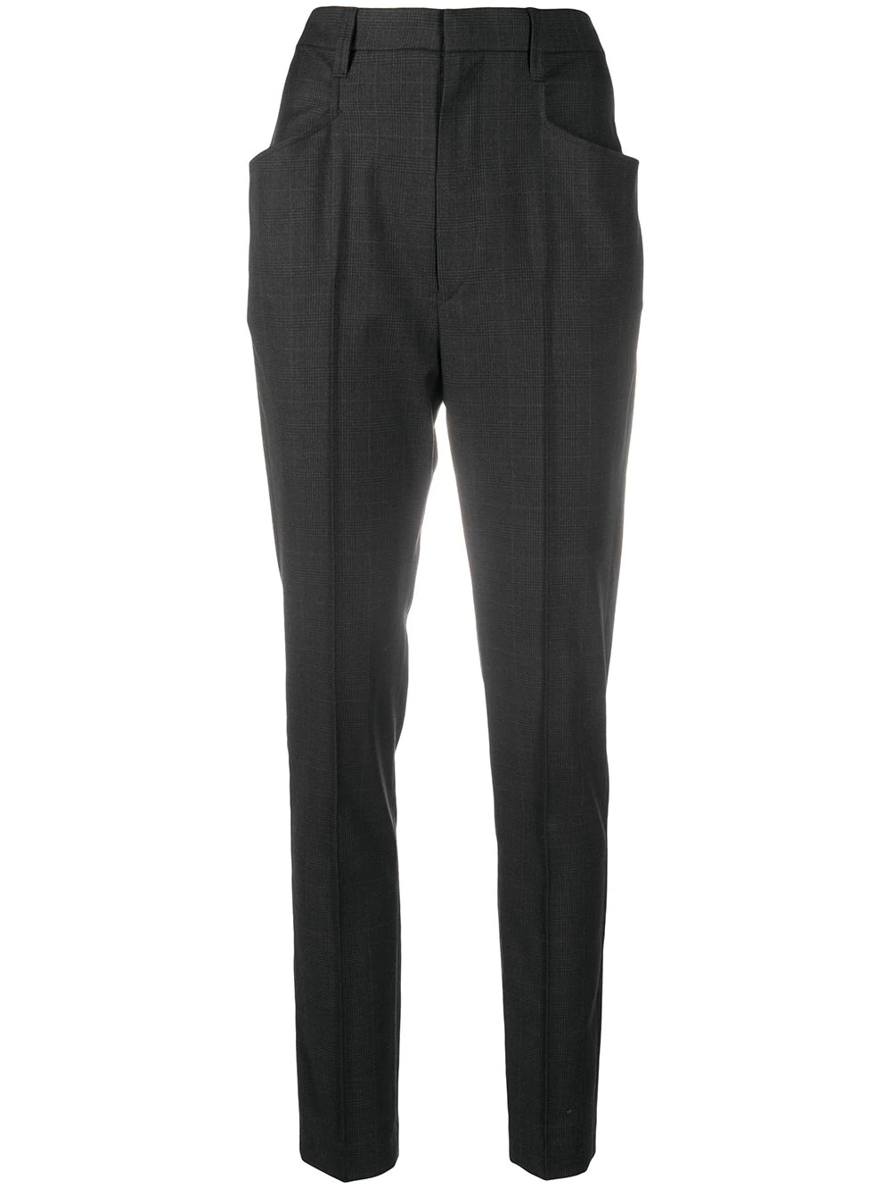 check-print tapered trousers - 1