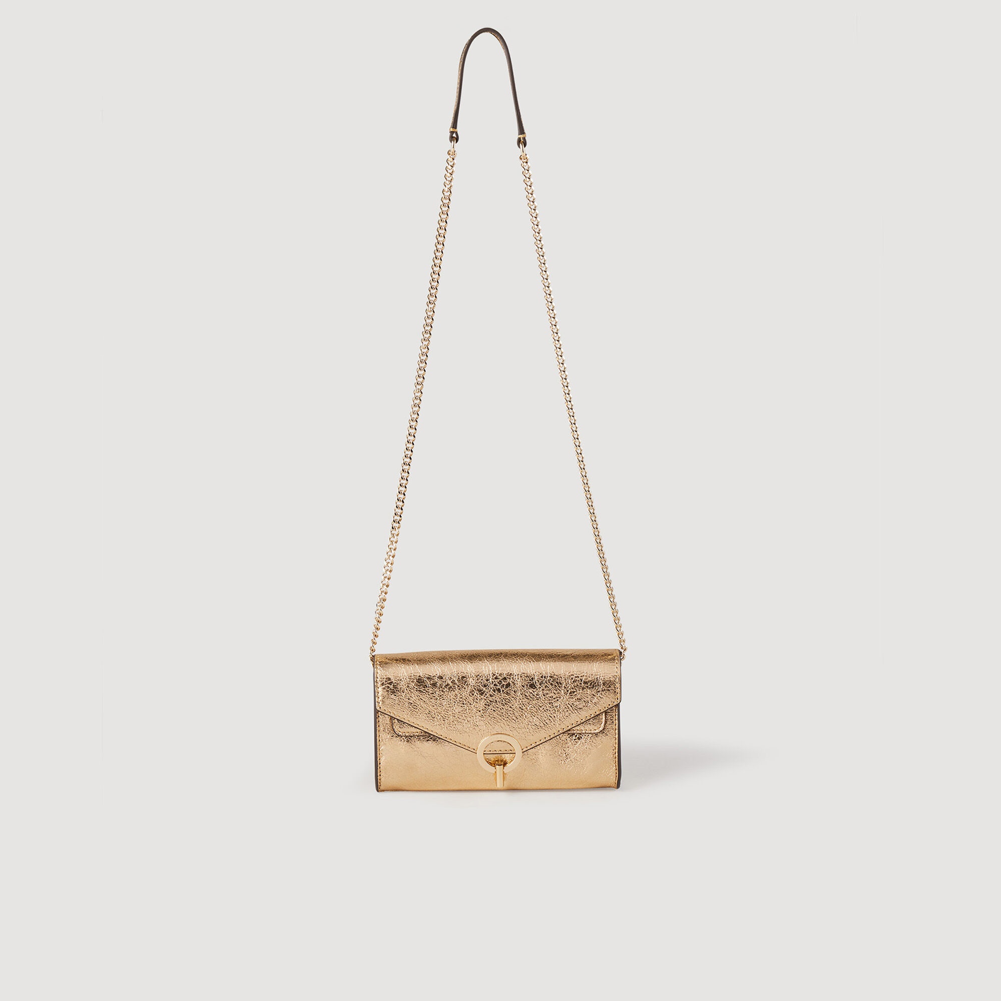 GOLD LEATHER CLUTCH BAG - 8