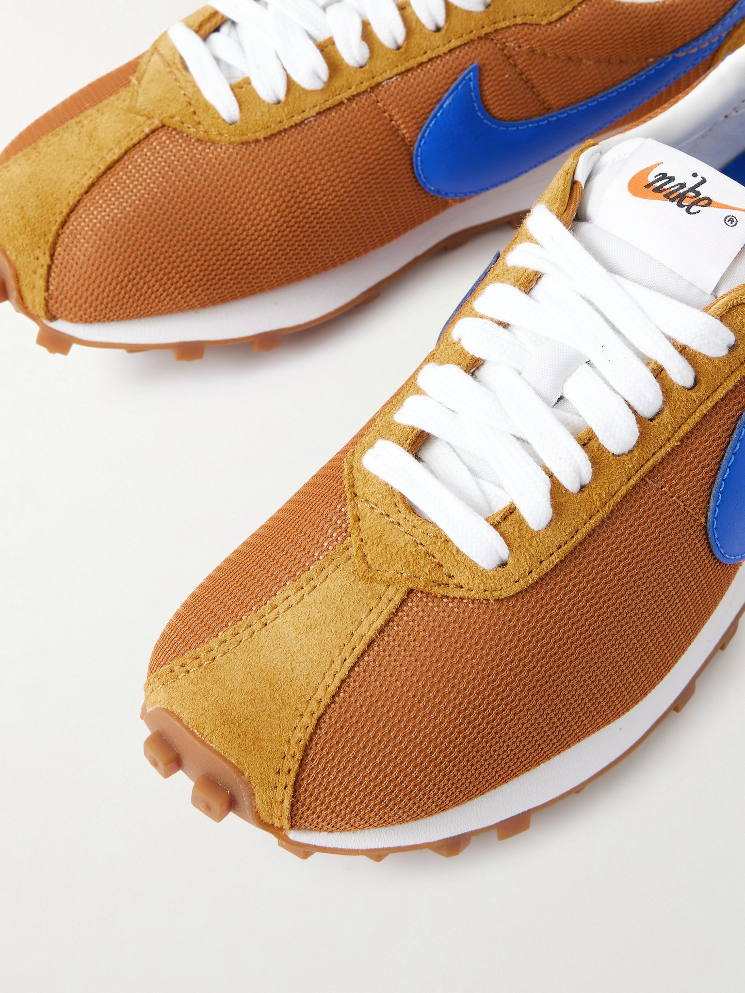 LD-1000 leather and suede-trimmed mesh sneakers Tan - 4
