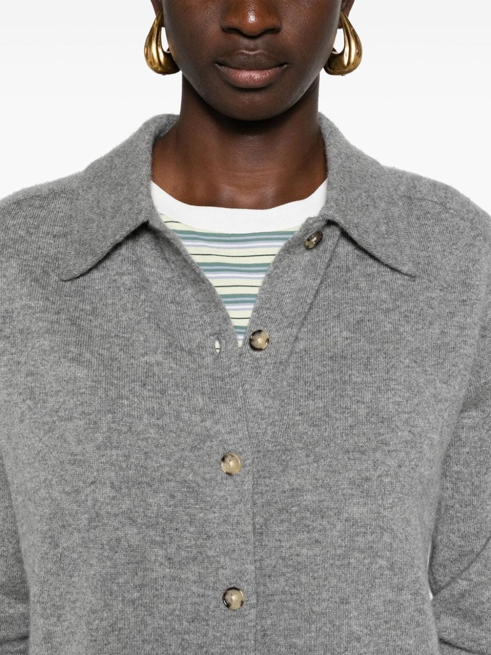 straight-collar cashmere shirt - 5