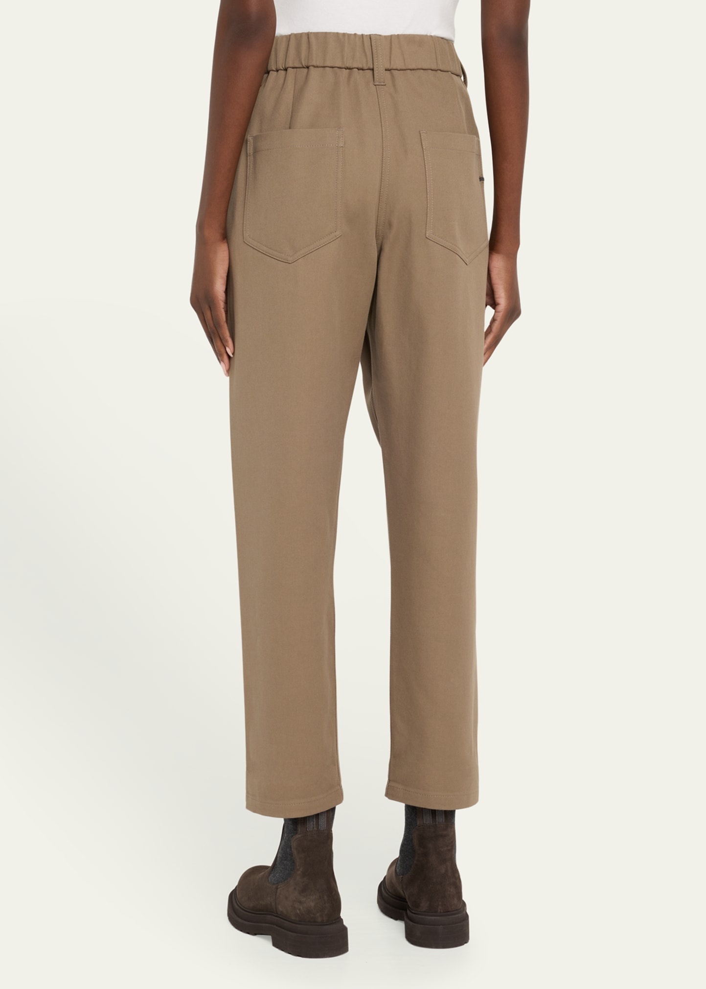 Cotton Twill Straight-Leg Ankle Pull-On Pants - 3