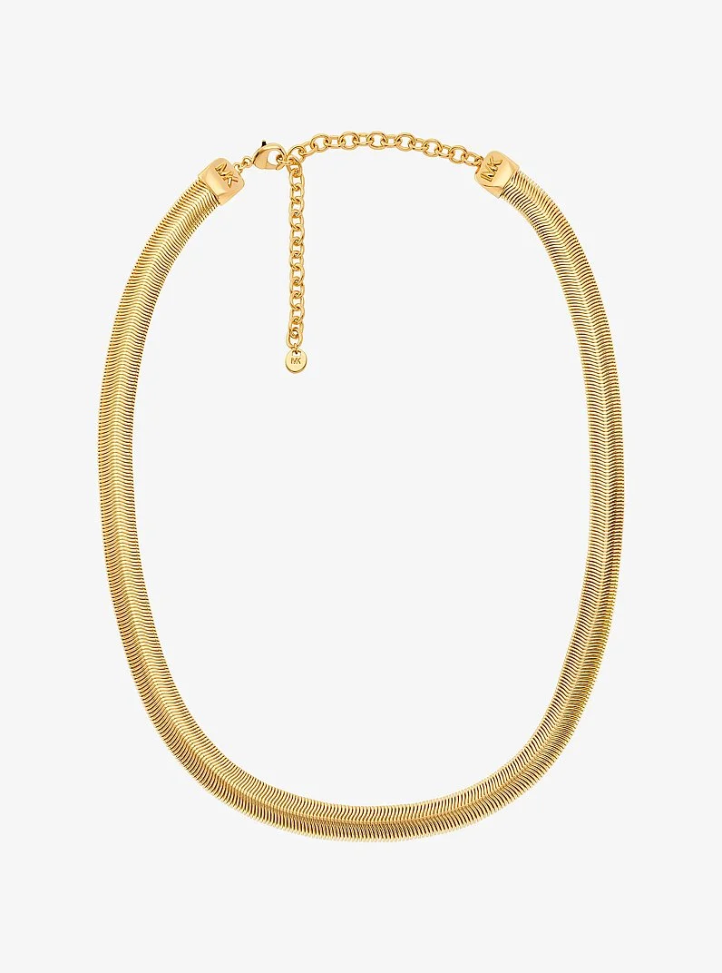 Precious Metal-Plated Brass Snake Chain Necklace - 1
