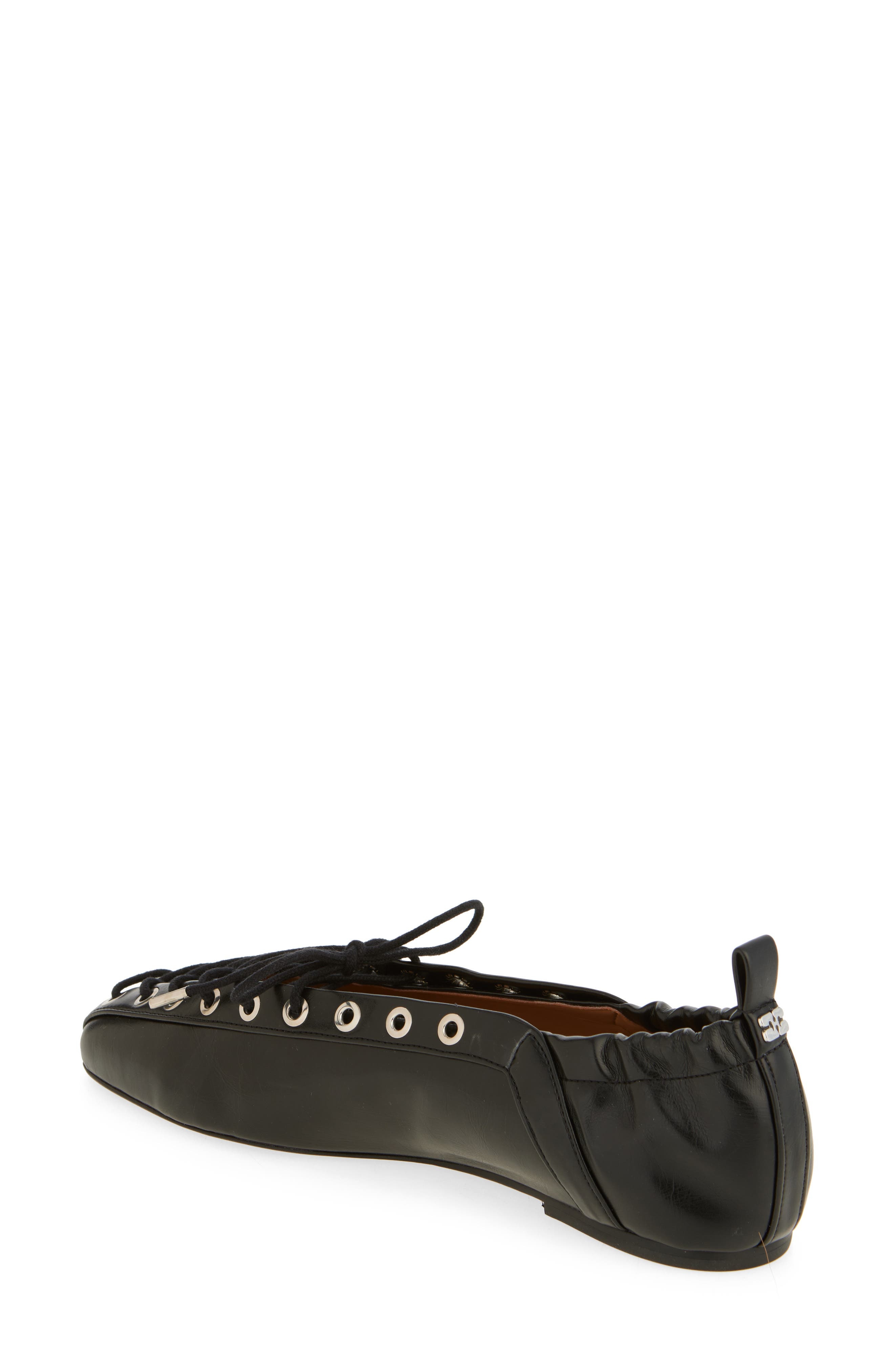 Ganni Ghillie Ballerina Flat in Black at Nordstrom - 2