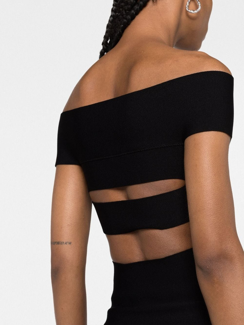 off-shoulder flared midi dress 3