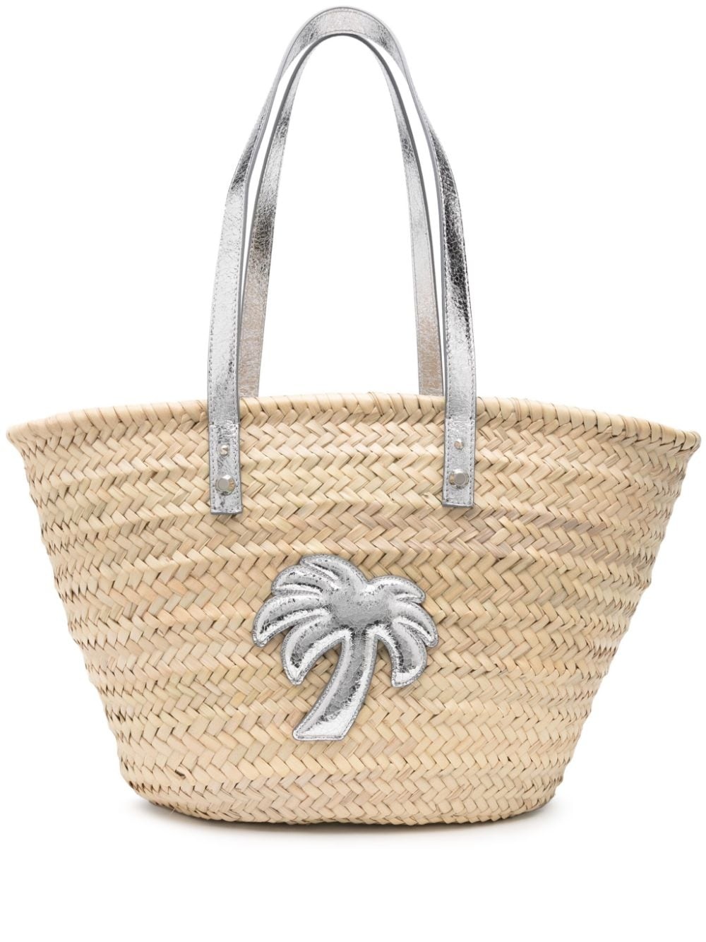 logo-appliquÃ© straw beach bag - 1
