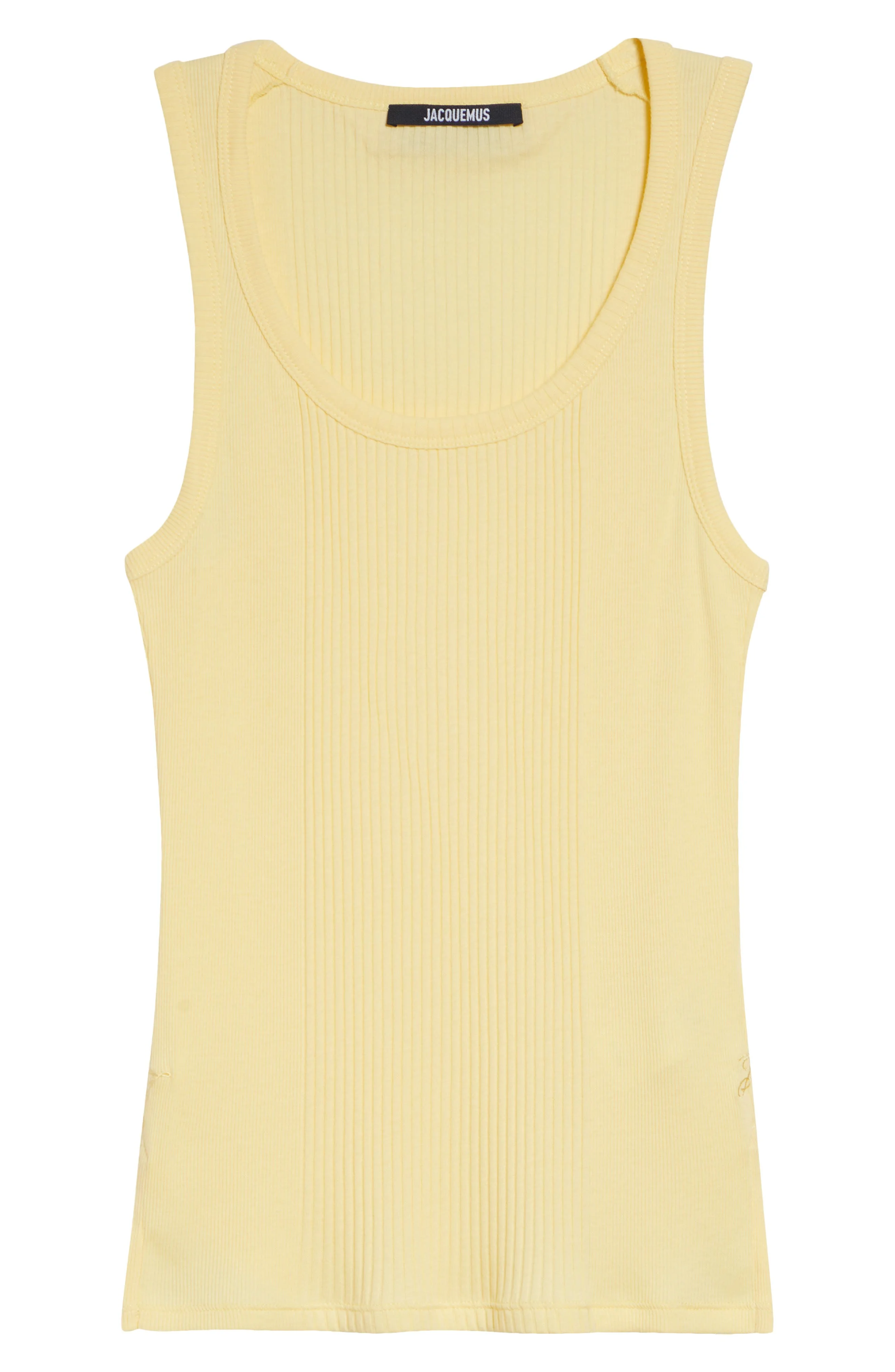 Jacquemus The Rond Carré Rib Cotton Tank in Light Yellow at Nordstrom - 1