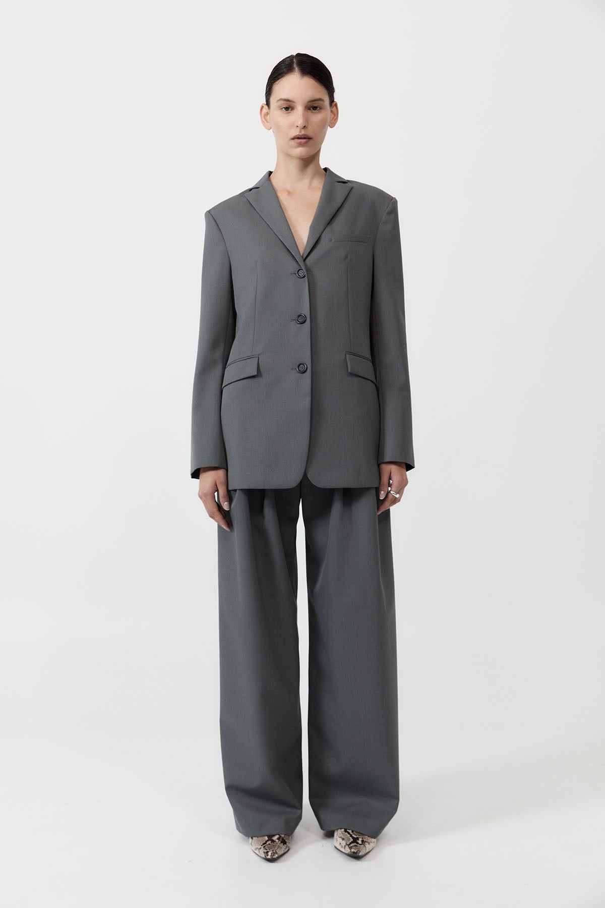 Homme Belted Blazer - Pewter Grey - 5