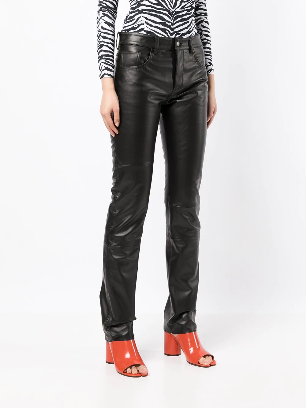 straight-leg leather trousers - 3