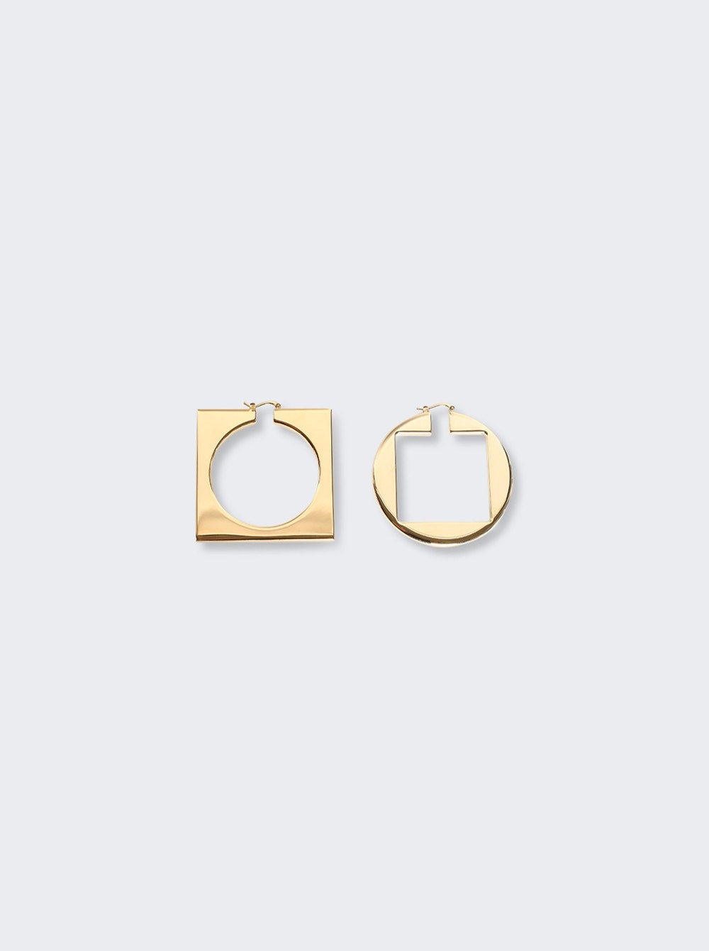 Circle And Square Hoop Earrings Light Gold - 1