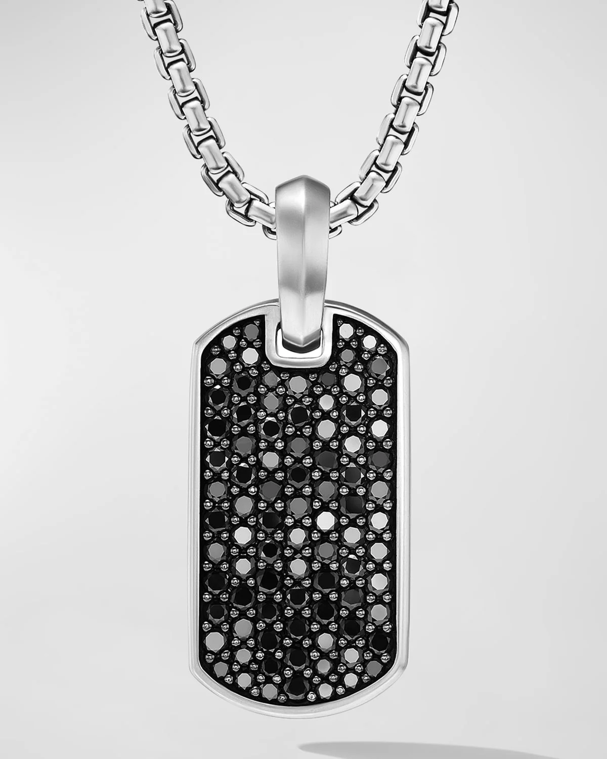 21mm Men's Chevron Tag Pendant in Silver - 1