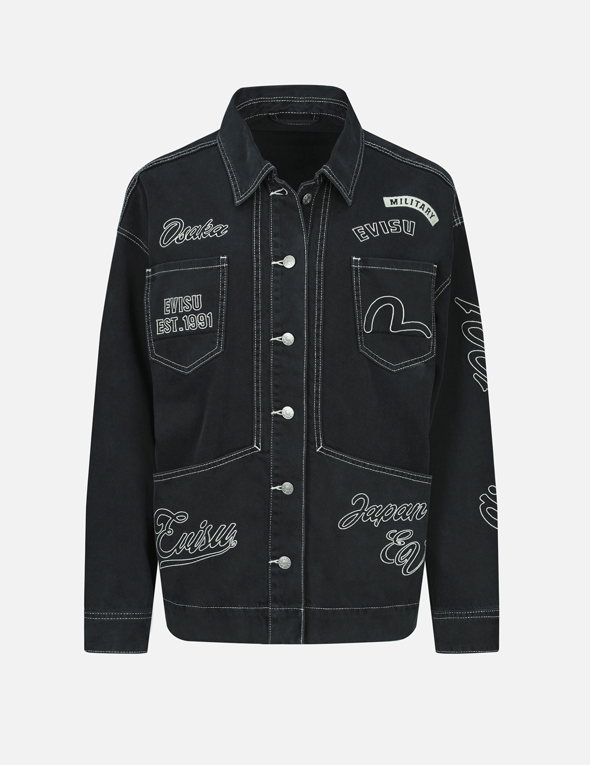 LOGO AND SEAGULL EMBROIDERY DENIM JACKET - 1