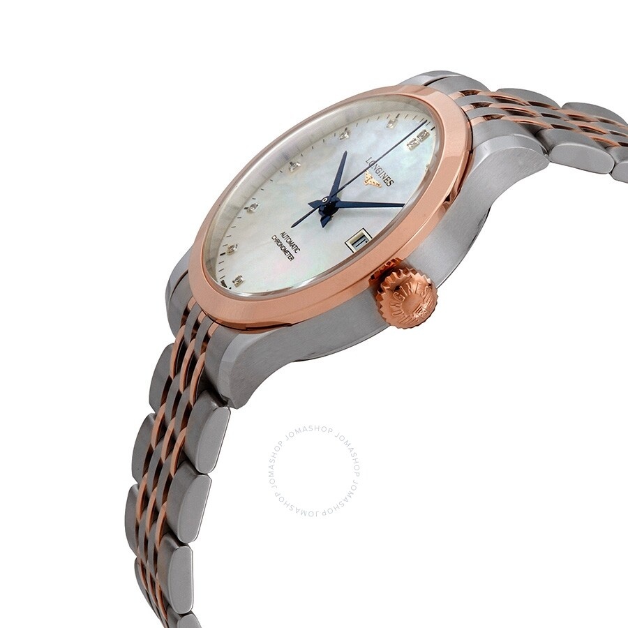 Longines Record Automatic Diamond White Mother of Pearl Dial Ladies Watch L2.321.5.87.7 - 2