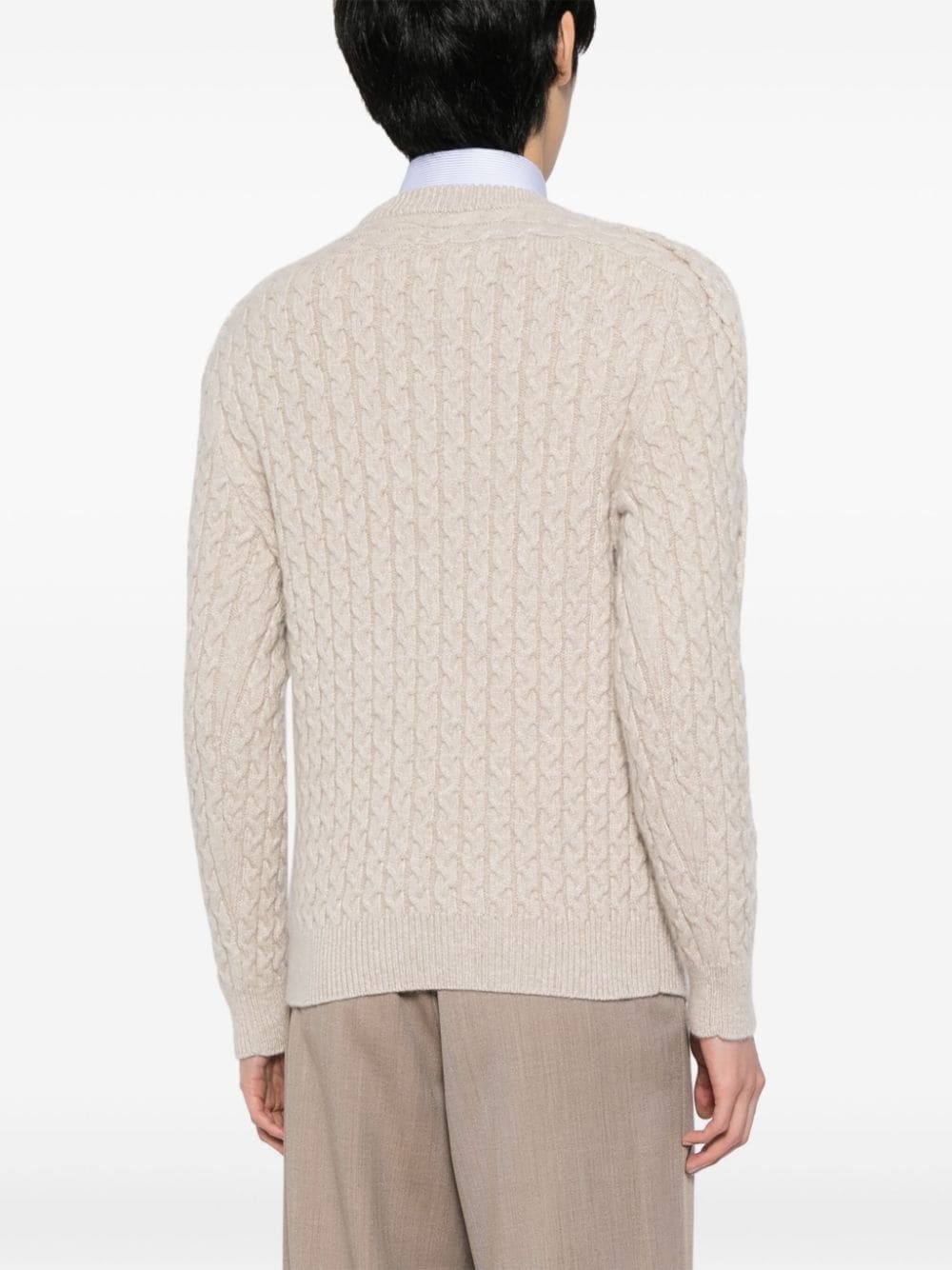 crew-neck cable-knit jumper - 4