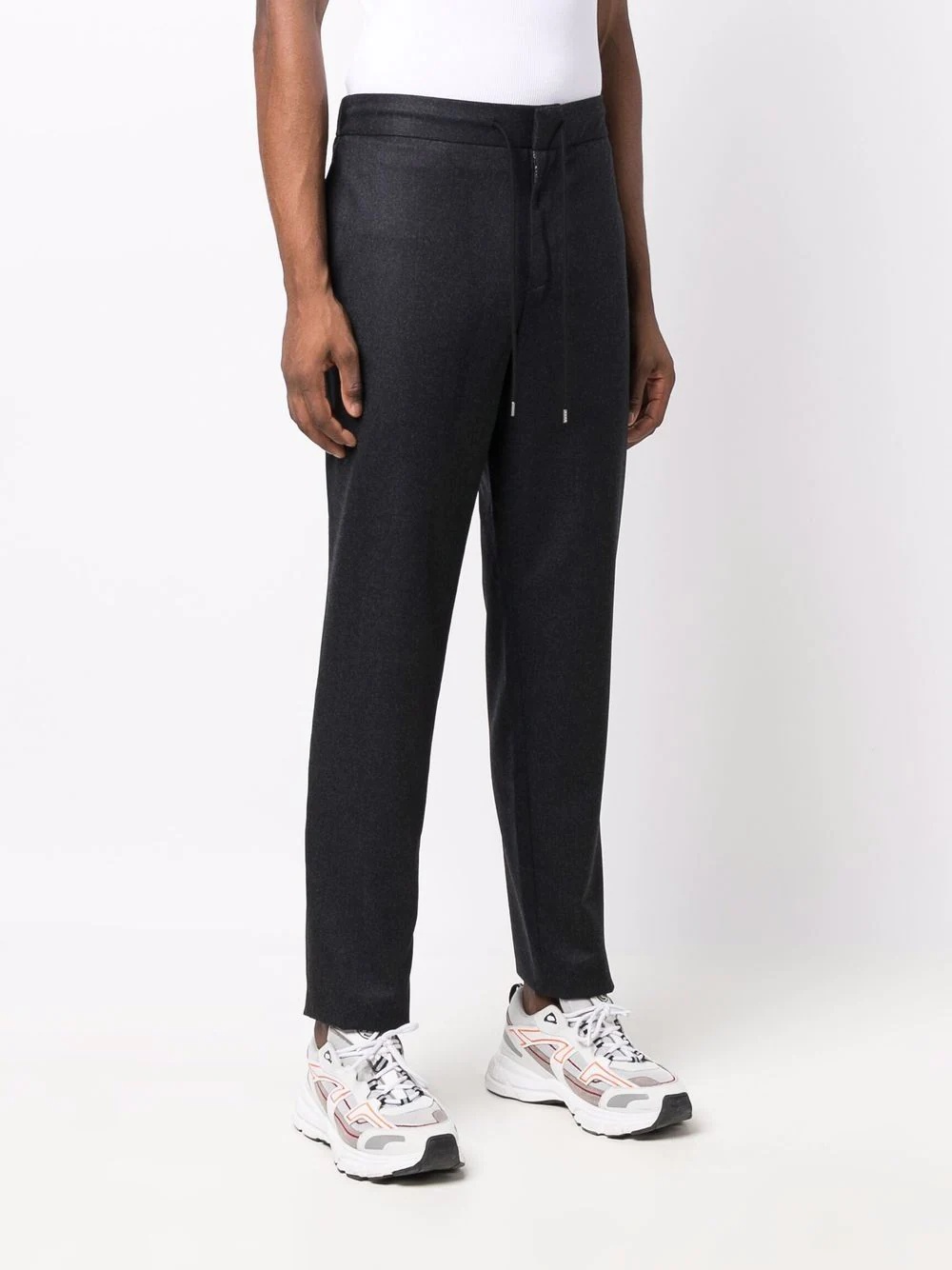 elastic-drawstring tapered trousers - 3