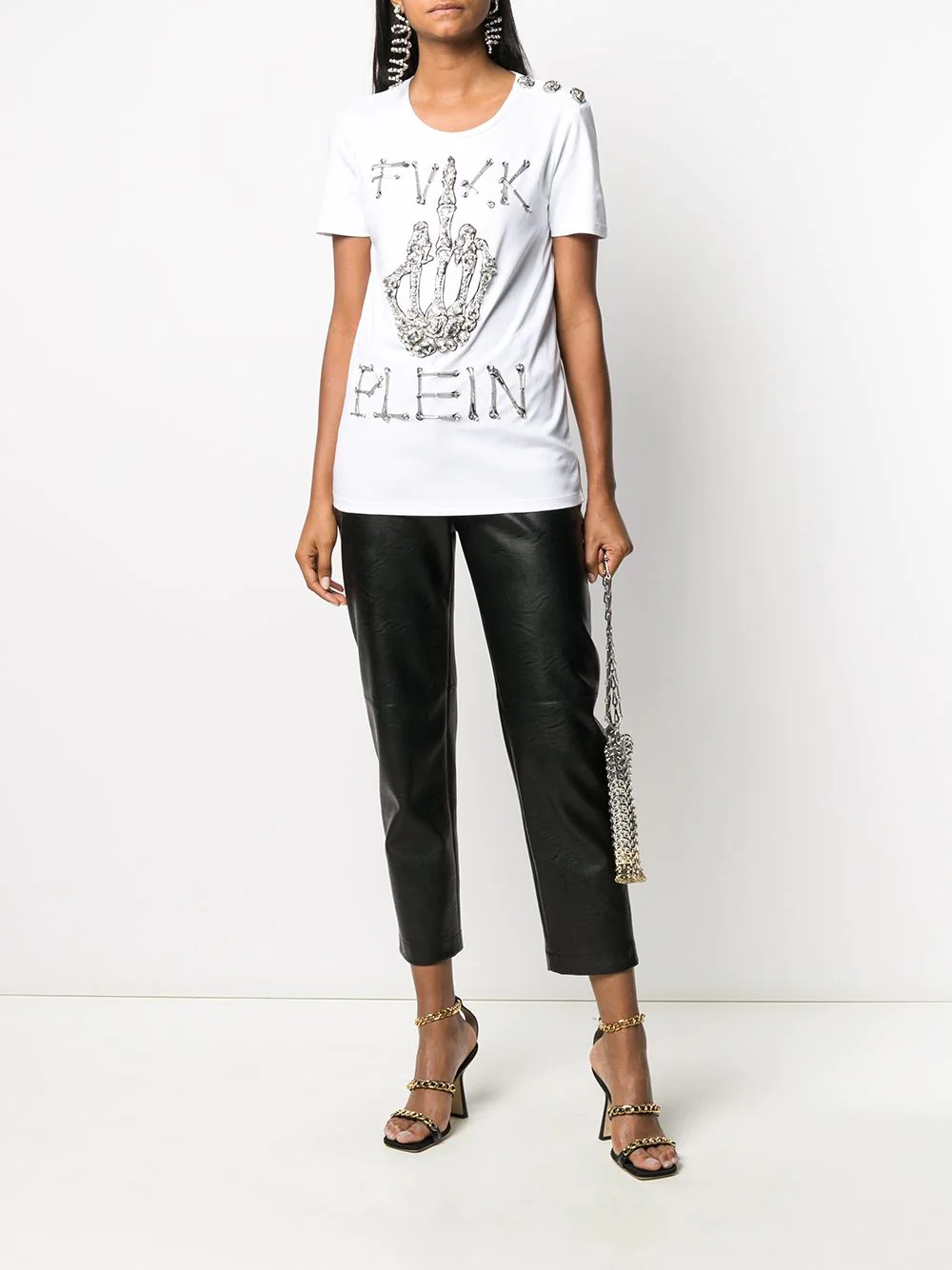 crystal-embellished skeleton T-shirt - 2