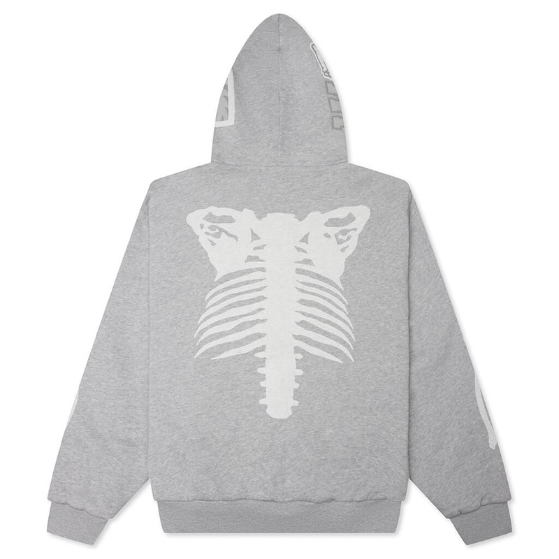A BATHING APE® SKELETON SHARK HEAVY WASHED CROPPED FIT FULL ZIP HOODIE - GRAY outlook