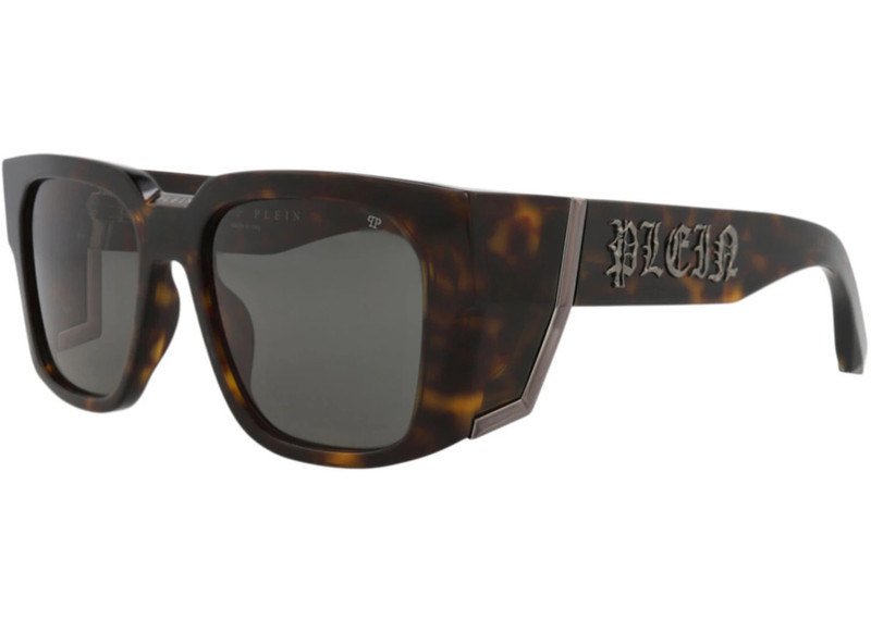PHILIPP PLEIN Philipp Plein Square-Frame Stainless Steel Sunglasses Havana Havana Grey (SPP130M-54-0722) outlook