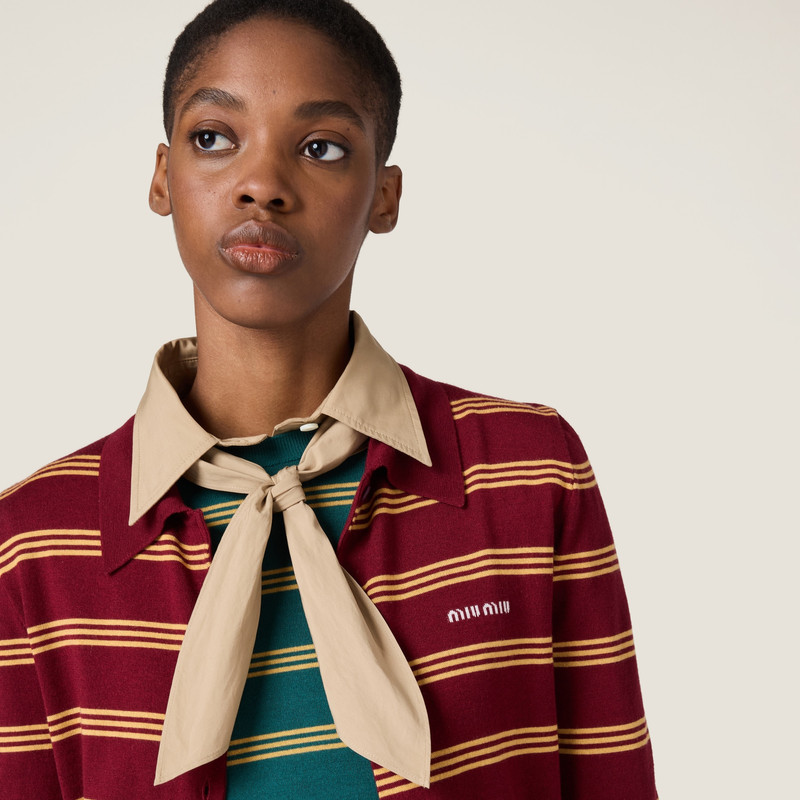 Striped cashmere and silk cardigan 5