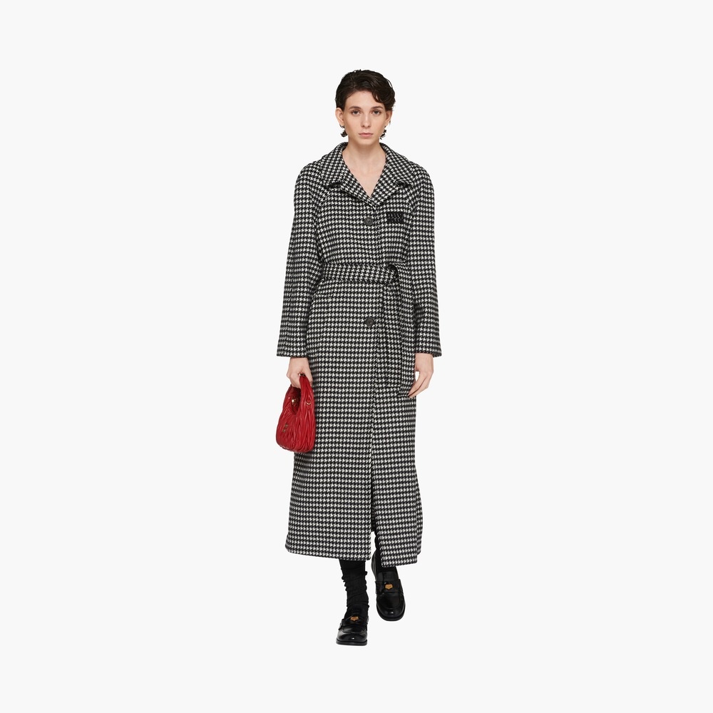 Single-breasted houndstooth check coat - 4