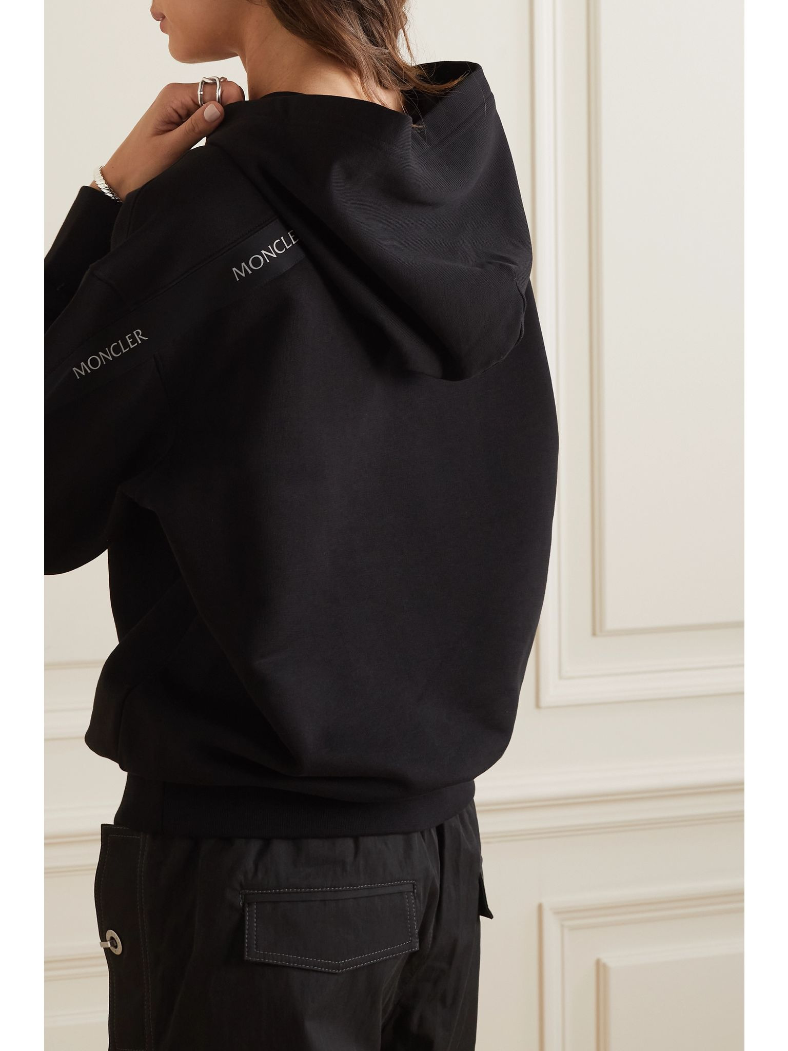 Printed cotton hoodie Black - 3