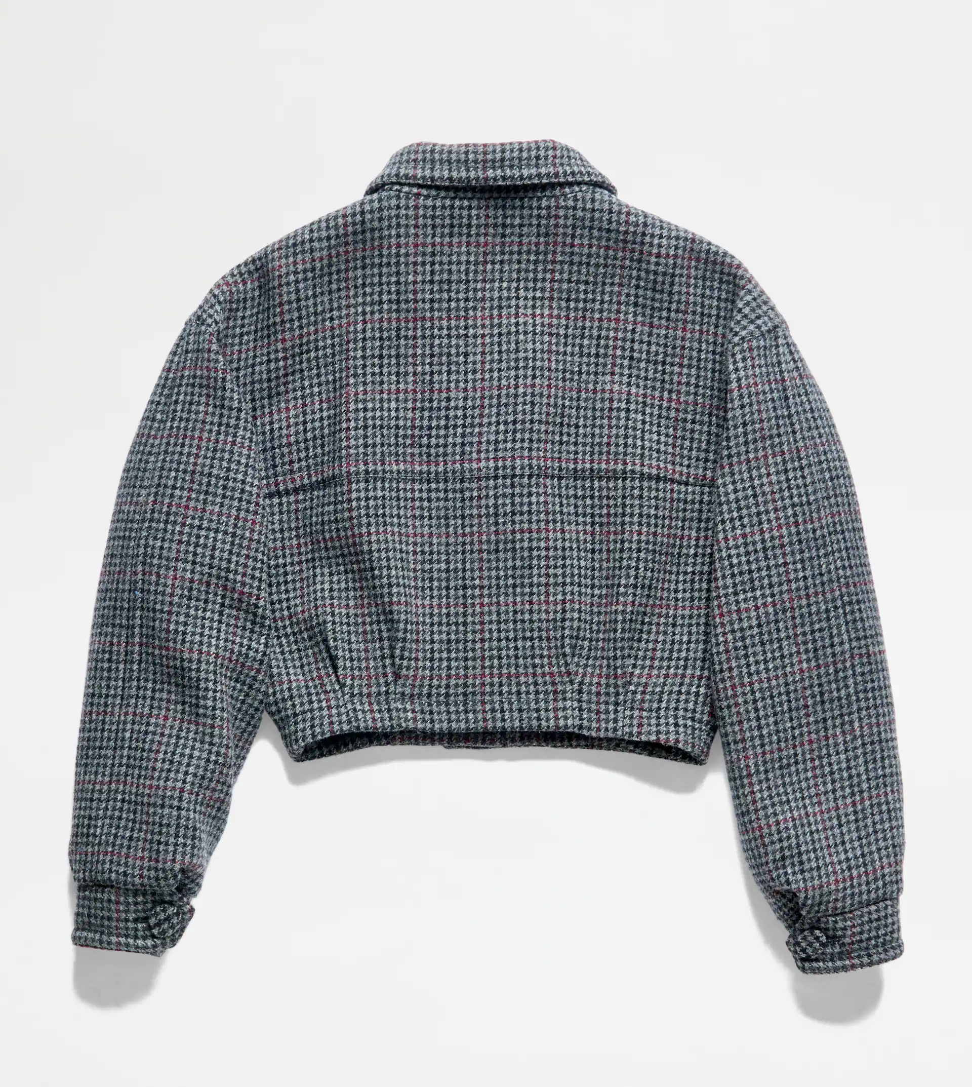 CROPPED PADDED JACKET IN WOOL - BLACK, GREY, RED - 7