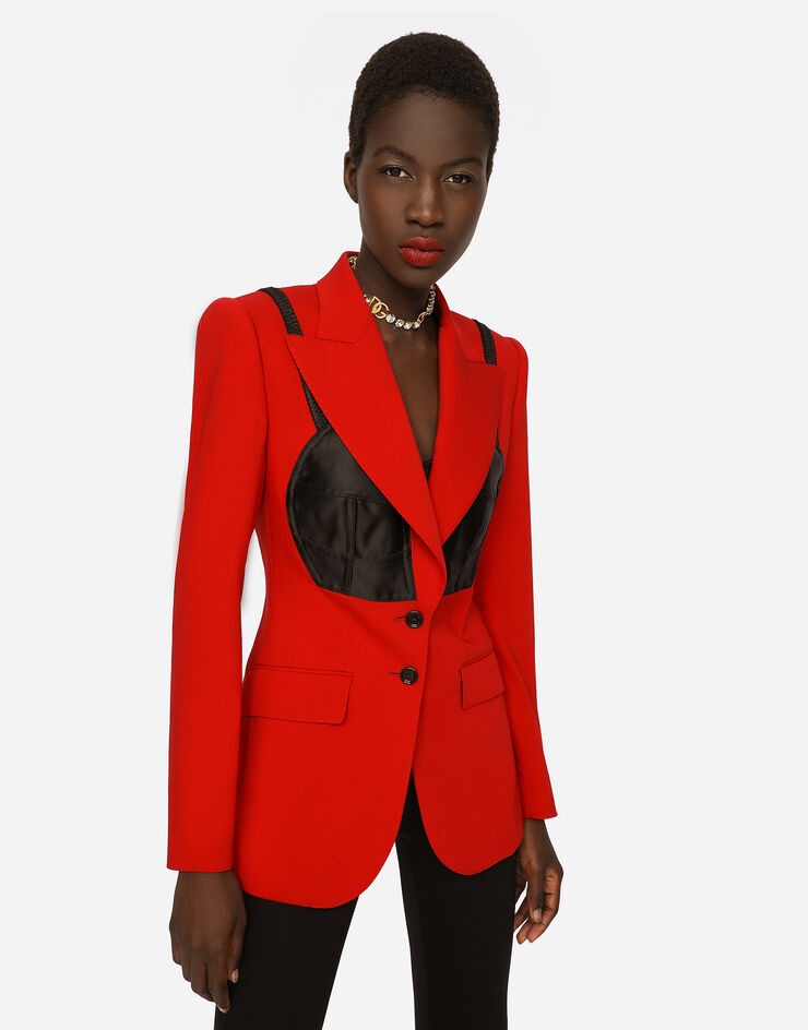 Woolen jacket with contrasting corset - 2