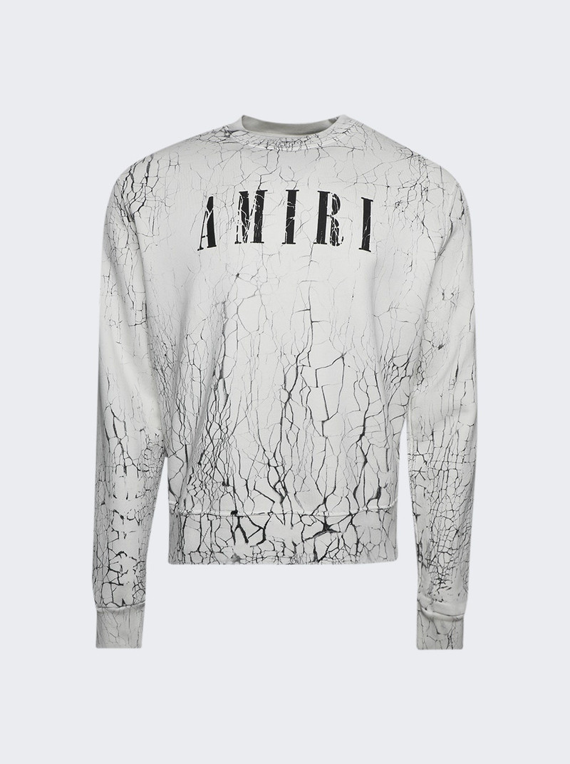 Cracked Dye Core Logo Crewneck Sweatshirt White 1